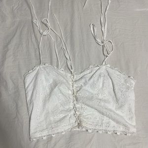 Kendall and Kylie white lace tank cropped